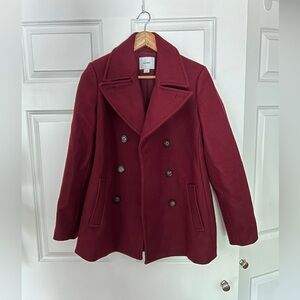 Old navy burgundy peacoat, size medium
